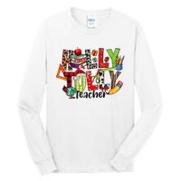 Holly Xmas Jolly Teacher Elements Christmas Teaching Pajama Tall Long Sleeve T-Shirt