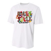 Holly Xmas Jolly Teacher Elements Christmas Teaching Pajama Performance Sprint T-Shirt