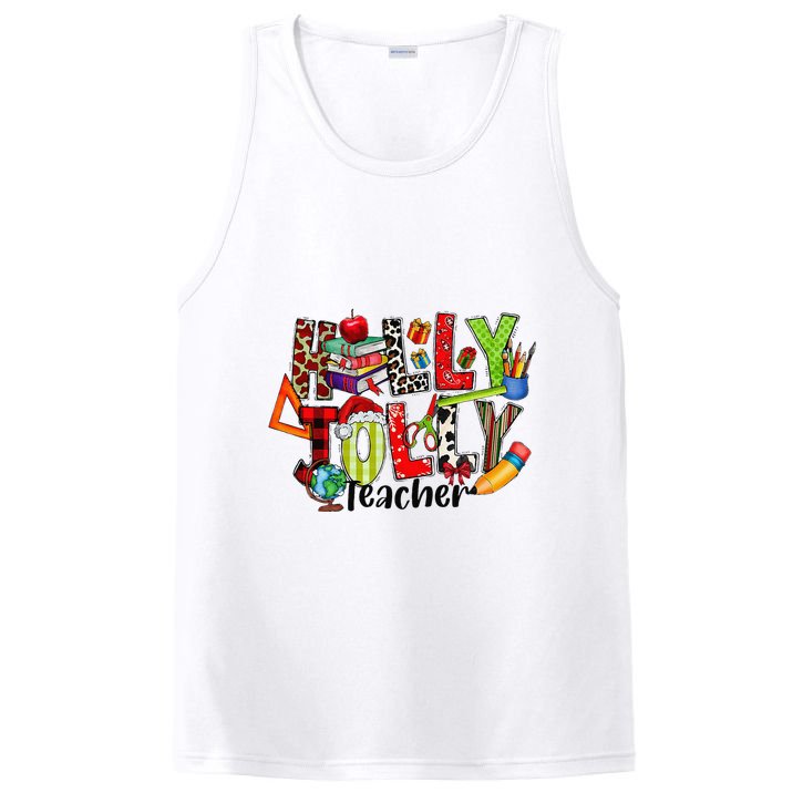 Holly Xmas Jolly Teacher Elements Christmas Teaching Pajama PosiCharge Competitor Tank