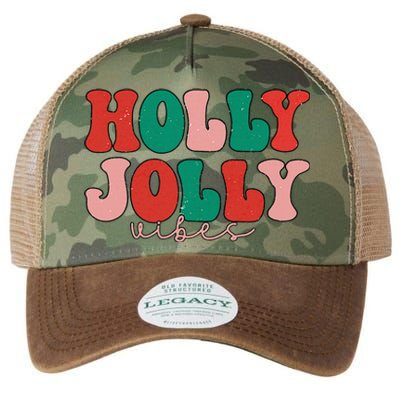 Holly Xmas Jolly Vibes Groovy Retro Hippie Christmas Pajamas Legacy Tie Dye Trucker Hat