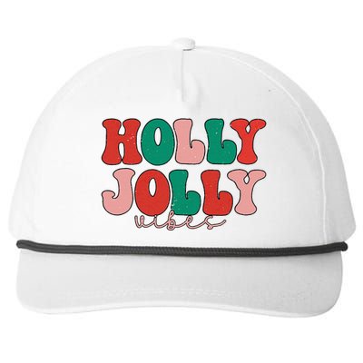 Holly Xmas Jolly Vibes Groovy Retro Hippie Christmas Pajamas Snapback Five-Panel Rope Hat