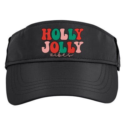 Holly Xmas Jolly Vibes Groovy Retro Hippie Christmas Pajamas Adult Drive Performance Visor