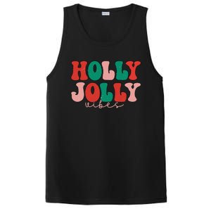 Holly Xmas Jolly Vibes Groovy Retro Hippie Christmas Pajamas PosiCharge Competitor Tank