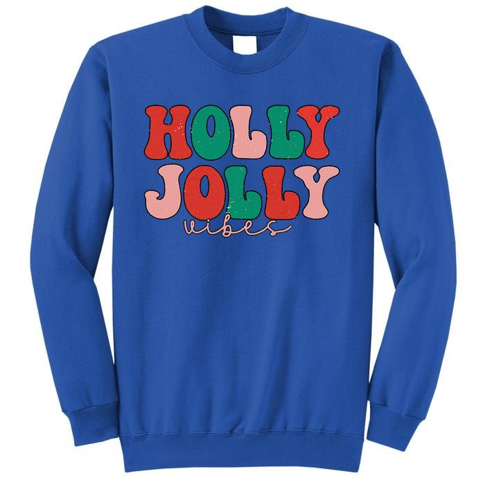 Holly Xmas Jolly Vibes Groovy Retro Hippie Christmas Pajamas Sweatshirt