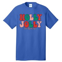 Holly Xmas Jolly Vibes Groovy Retro Hippie Christmas Pajamas Tall T-Shirt