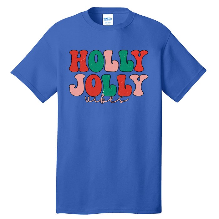 Holly Xmas Jolly Vibes Groovy Retro Hippie Christmas Pajamas Tall T-Shirt