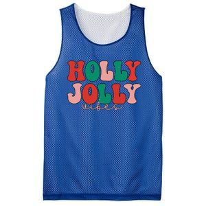 Holly Xmas Jolly Vibes Groovy Retro Hippie Christmas Pajamas Mesh Reversible Basketball Jersey Tank