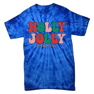 Holly Xmas Jolly Vibes Groovy Retro Hippie Christmas Pajamas Tie-Dye T-Shirt