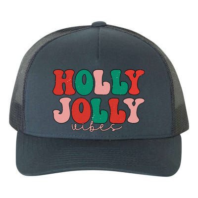 Holly Xmas Jolly Vibes Groovy Retro Hippie Christmas Pajamas Yupoong Adult 5-Panel Trucker Hat