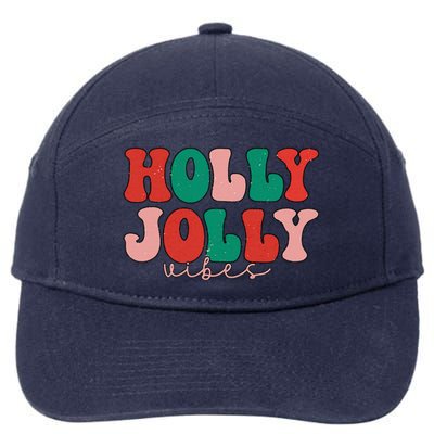 Holly Xmas Jolly Vibes Groovy Retro Hippie Christmas Pajamas 7-Panel Snapback Hat