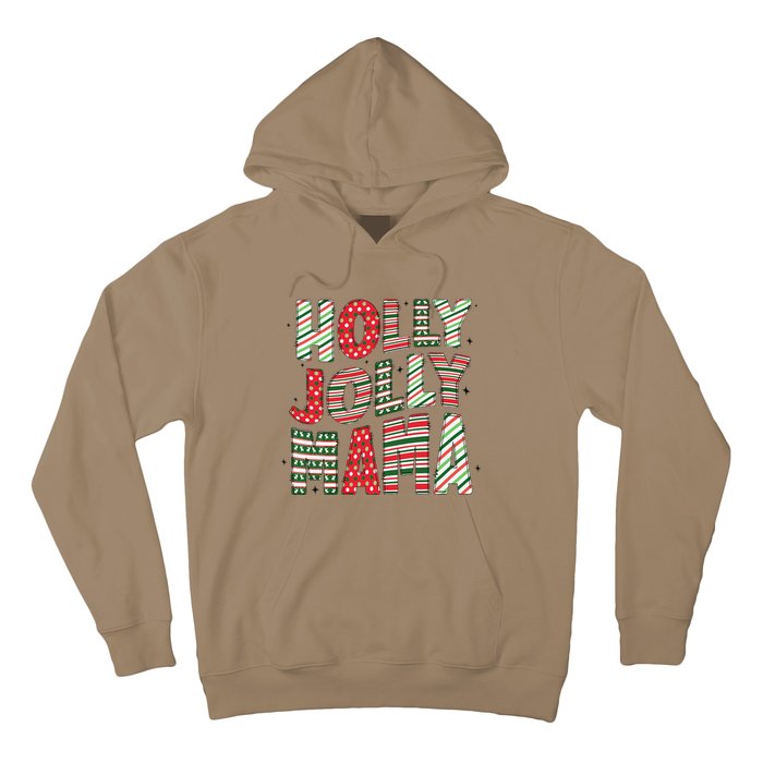 Holly Xmas Jolly Mama Christmas Mom Vintage Xmas Holiday Hoodie