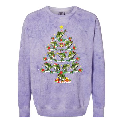 Holiday Xmas Lighting Santa Bass Fish Christmas Tree Colorblast Crewneck Sweatshirt