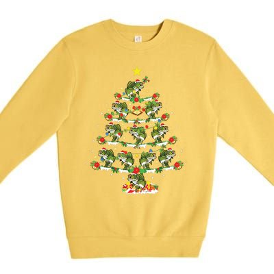 Holiday Xmas Lighting Santa Bass Fish Christmas Tree Premium Crewneck Sweatshirt