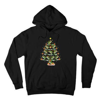 Holiday Xmas Lighting Santa Bass Fish Christmas Tree Hoodie