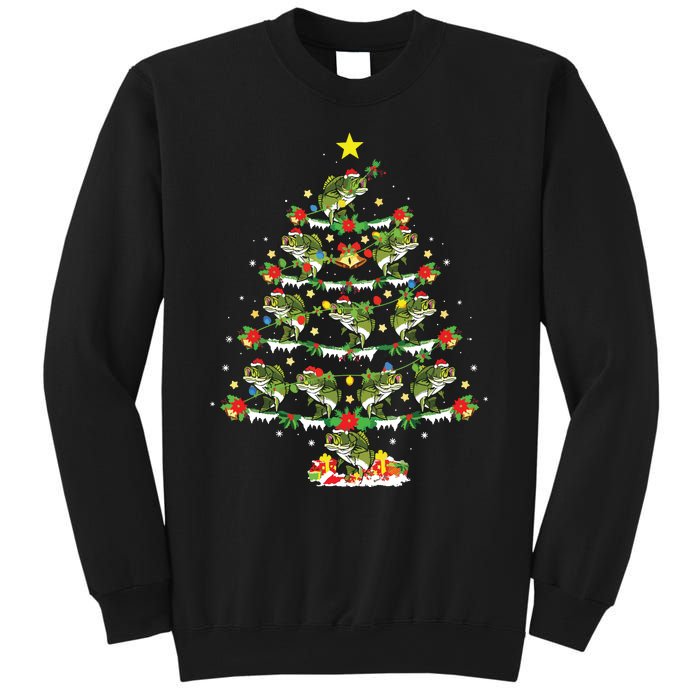 Holiday Xmas Lighting Santa Bass Fish Christmas Tree Sweatshirt