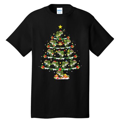 Holiday Xmas Lighting Santa Bass Fish Christmas Tree Tall T-Shirt