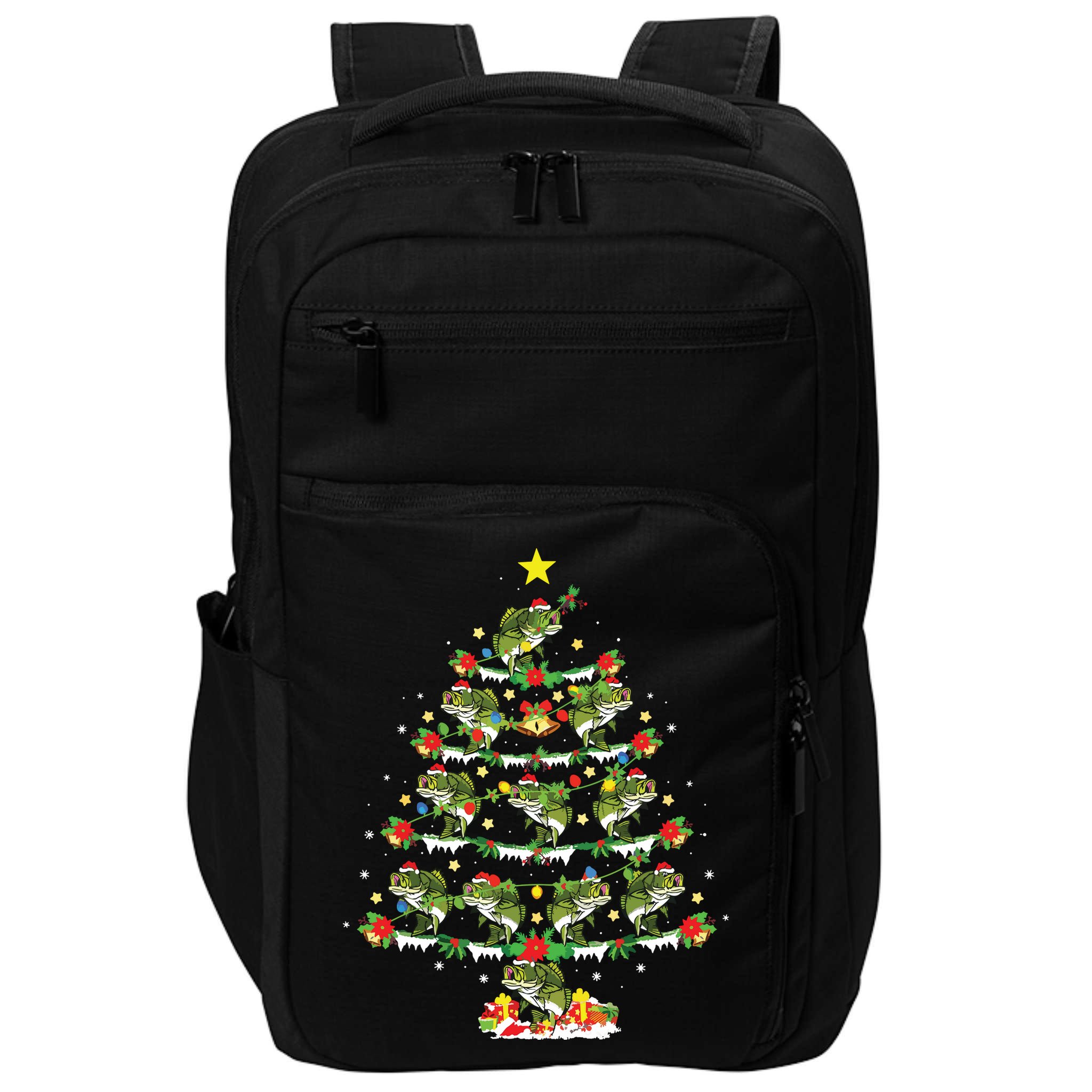 Holiday Xmas Lighting Santa Bass Fish Christmas Tree Impact Tech Backpack