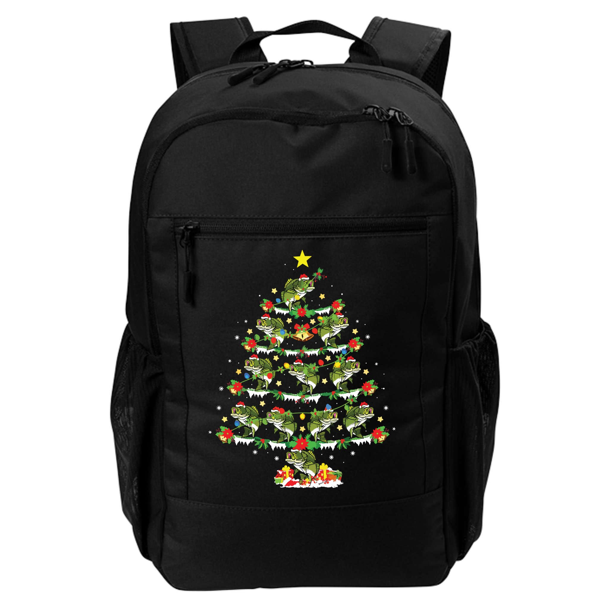 Holiday Xmas Lighting Santa Bass Fish Christmas Tree Backpack