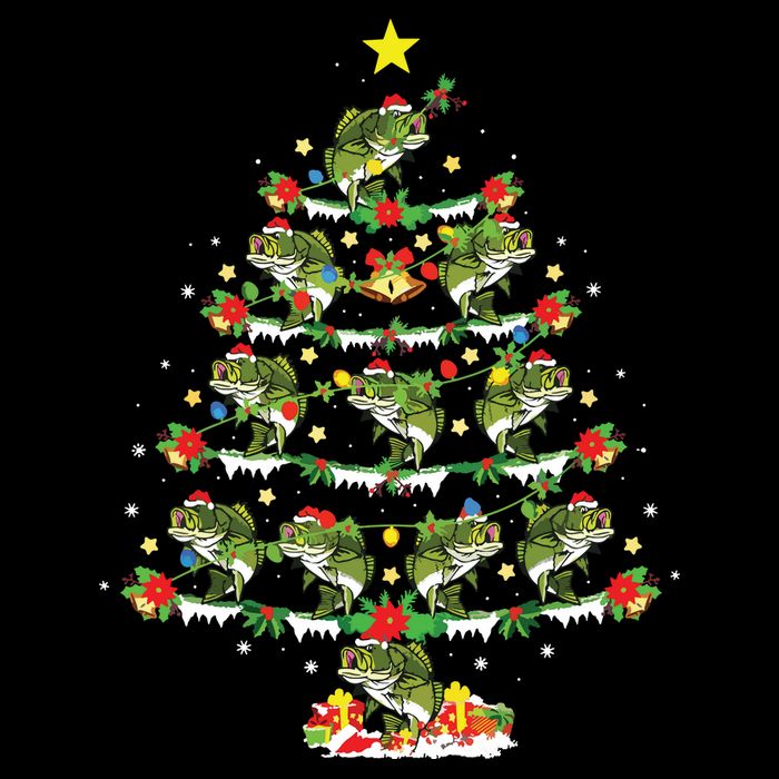 Holiday Xmas Lighting Santa Bass Fish Christmas Tree Button