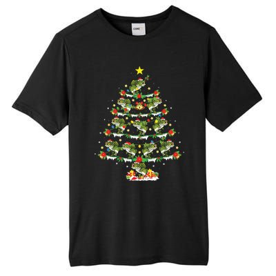 Holiday Xmas Lighting Santa Bass Fish Christmas Tree Tall Fusion ChromaSoft Performance T-Shirt