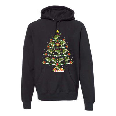 Holiday Xmas Lighting Santa Bass Fish Christmas Tree Premium Hoodie