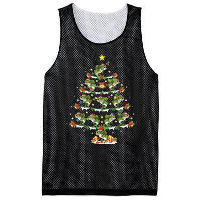 Holiday Xmas Lighting Santa Bass Fish Christmas Tree Mesh Reversible Basketball Jersey Tank