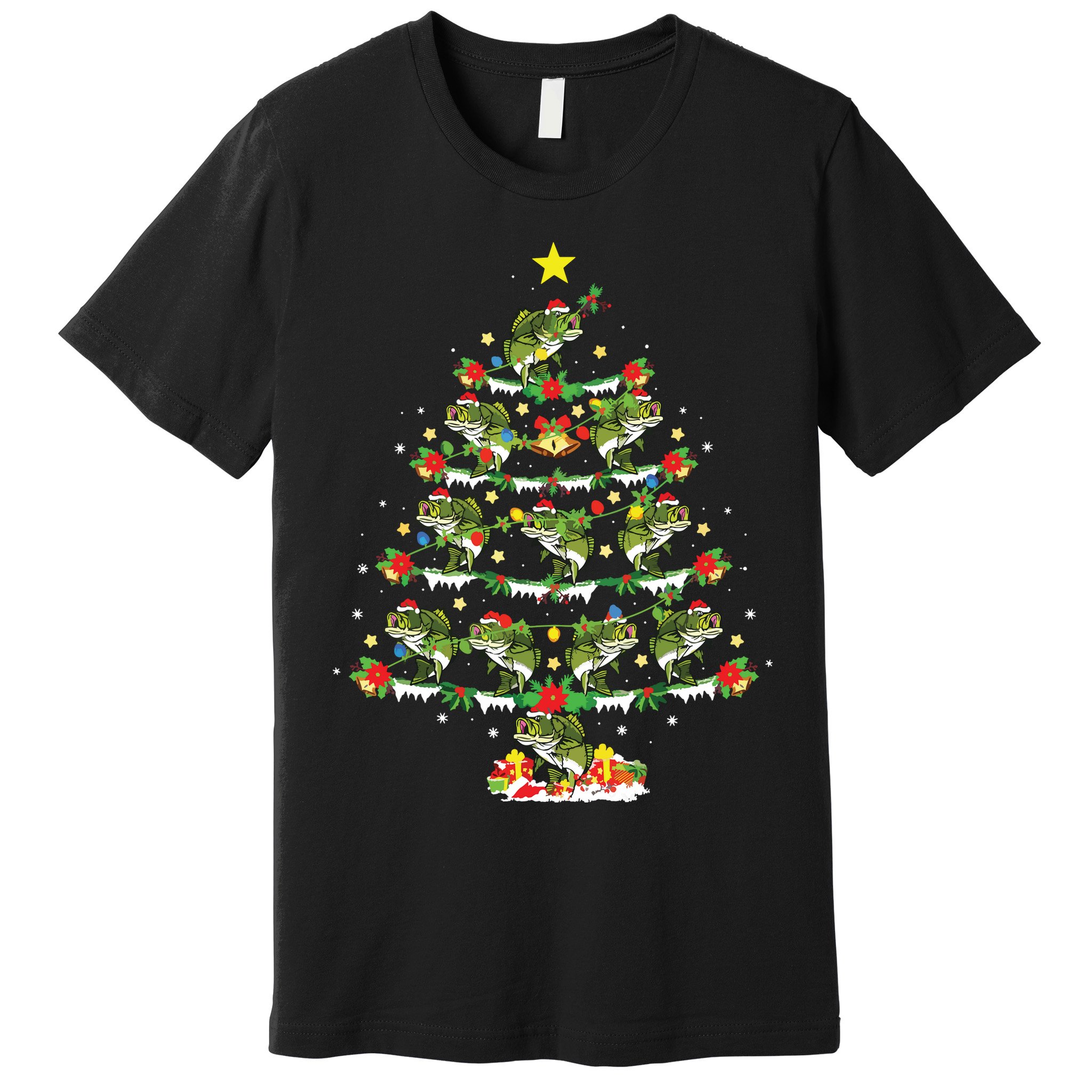 Holiday Xmas Lighting Santa Bass Fish Christmas Tree Premium T-Shirt