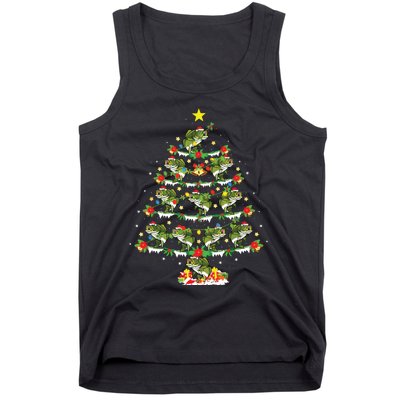 Holiday Xmas Lighting Santa Bass Fish Christmas Tree Tank Top