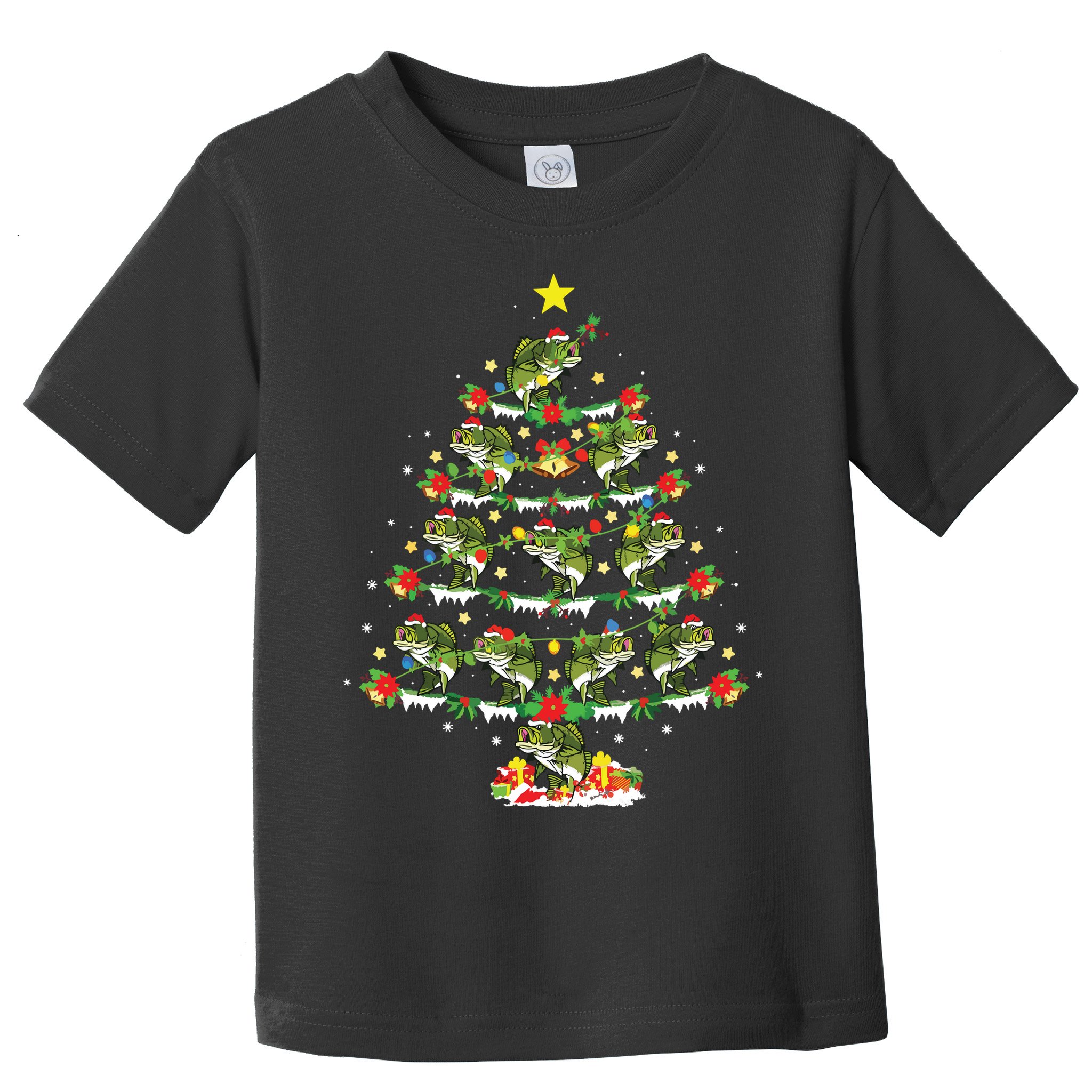 Holiday Xmas Lighting Santa Bass Fish Christmas Tree Toddler T-Shirt