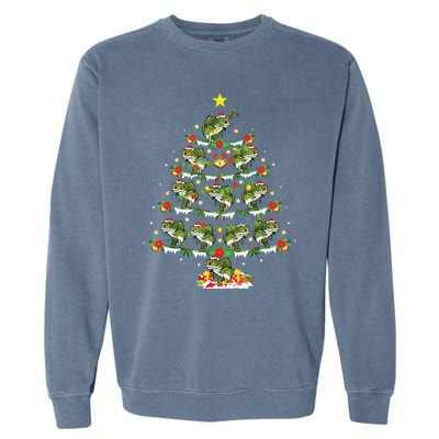 Holiday Xmas Lighting Santa Bass Fish Christmas Tree Garment-Dyed Sweatshirt