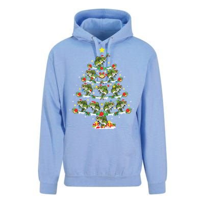 Holiday Xmas Lighting Santa Bass Fish Christmas Tree Unisex Surf Hoodie