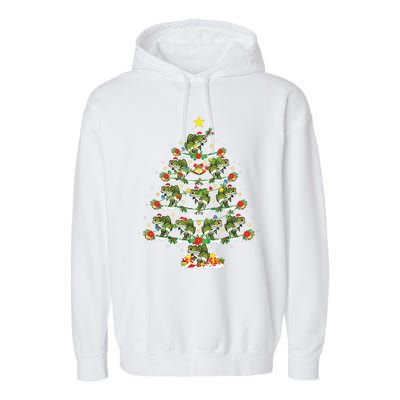 Holiday Xmas Lighting Santa Bass Fish Christmas Tree Garment-Dyed Fleece Hoodie