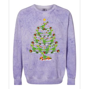 Holiday Xmas Lighting Santa Velociraptors Christmas Tree Gift Colorblast Crewneck Sweatshirt