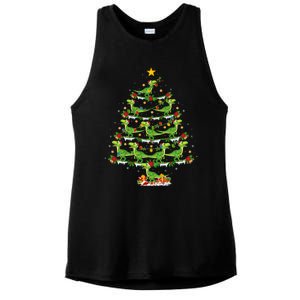 Holiday Xmas Lighting Santa Velociraptors Christmas Tree Gift Ladies PosiCharge Tri-Blend Wicking Tank