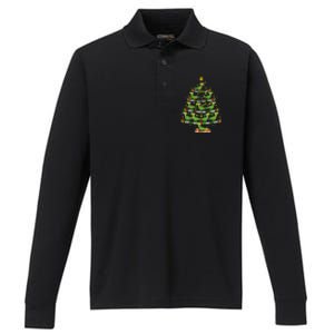 Holiday Xmas Lighting Santa Velociraptors Christmas Tree Gift Performance Long Sleeve Polo