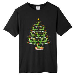 Holiday Xmas Lighting Santa Velociraptors Christmas Tree Gift Tall Fusion ChromaSoft Performance T-Shirt