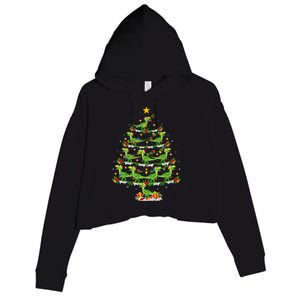 Holiday Xmas Lighting Santa Velociraptors Christmas Tree Gift Crop Fleece Hoodie