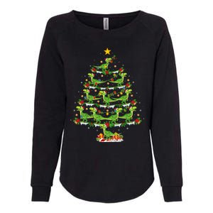 Holiday Xmas Lighting Santa Velociraptors Christmas Tree Gift Womens California Wash Sweatshirt