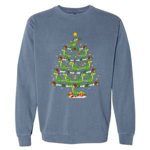 Holiday Xmas Lighting Santa Velociraptors Christmas Tree Gift Garment-Dyed Sweatshirt