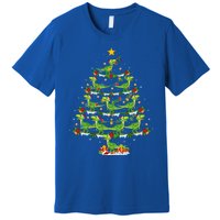 Holiday Xmas Lighting Santa Velociraptors Christmas Tree Gift Premium T-Shirt