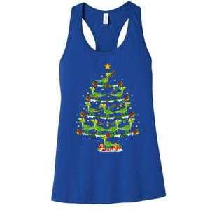 Holiday Xmas Lighting Santa Velociraptors Christmas Tree Gift Women's Racerback Tank