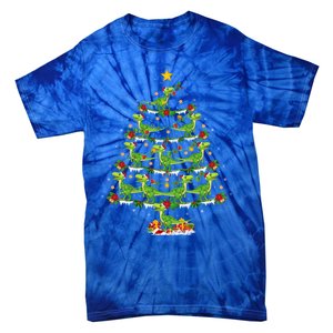 Holiday Xmas Lighting Santa Velociraptors Christmas Tree Gift Tie-Dye T-Shirt