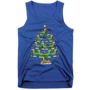 Holiday Xmas Lighting Santa Velociraptors Christmas Tree Gift Tank Top