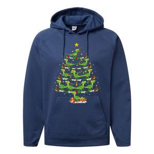 Holiday Xmas Lighting Santa Velociraptors Christmas Tree Gift Performance Fleece Hoodie