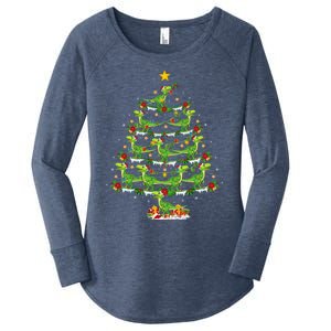 Holiday Xmas Lighting Santa Velociraptors Christmas Tree Gift Women's Perfect Tri Tunic Long Sleeve Shirt