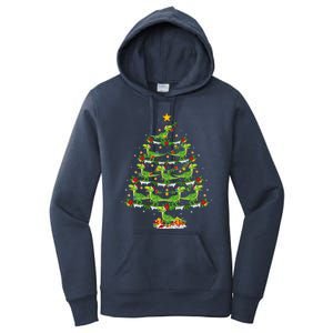 Holiday Xmas Lighting Santa Velociraptors Christmas Tree Gift Women's Pullover Hoodie