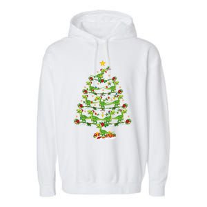 Holiday Xmas Lighting Santa Velociraptors Christmas Tree Gift Garment-Dyed Fleece Hoodie