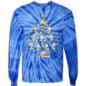 Holiday Xmas Lighting Santa American Bulldog Christmas Tree Cute Gift Tie-Dye Long Sleeve Shirt