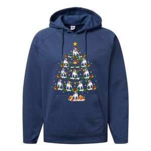 Holiday Xmas Lighting Santa American Bulldog Christmas Tree Cute Gift Performance Fleece Hoodie