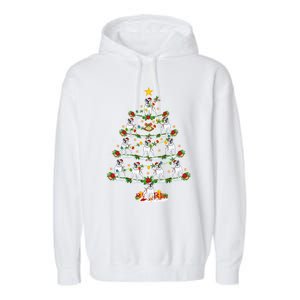 Holiday Xmas Lighting Santa American Bulldog Christmas Tree Cute Gift Garment-Dyed Fleece Hoodie